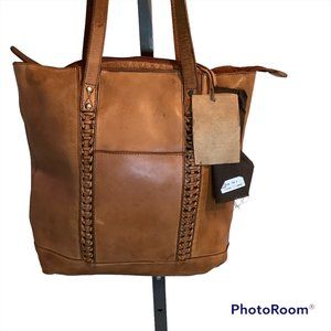 Vilenca Holland Leather Braided Detail Tote Bag New (flaws)